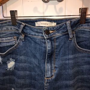 Dark Wash Distressed Ripped Jeans